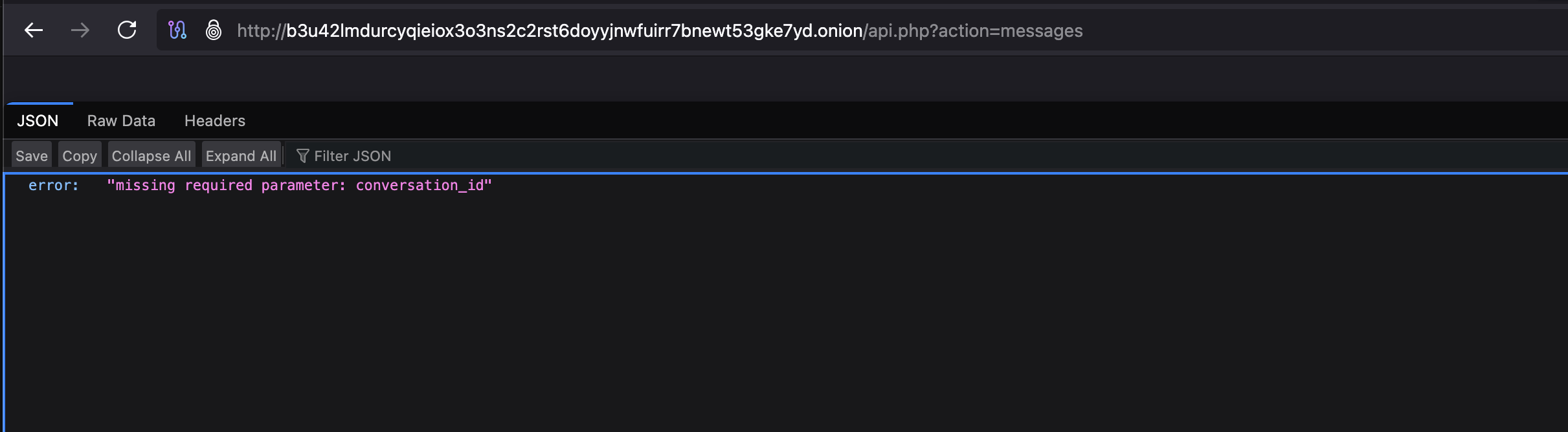 Messages API requiring a conversation ID parameter